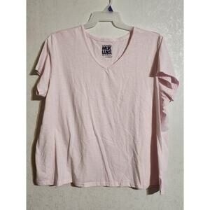 Muk Luks Sleepwear Top sz 2X Pink Short Sleeve V-Neck